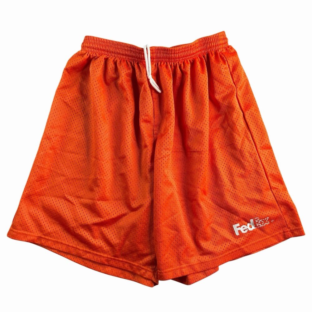 Fedex Employee Work Shorts Mens Large A4 Sports Orange Stretch Logo Delivery